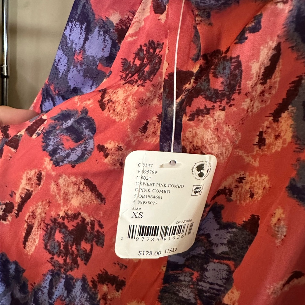 Free People First Date Printed Maxi Slip Dress in Sweet Pink Combo, XS - Picture 10 of 10